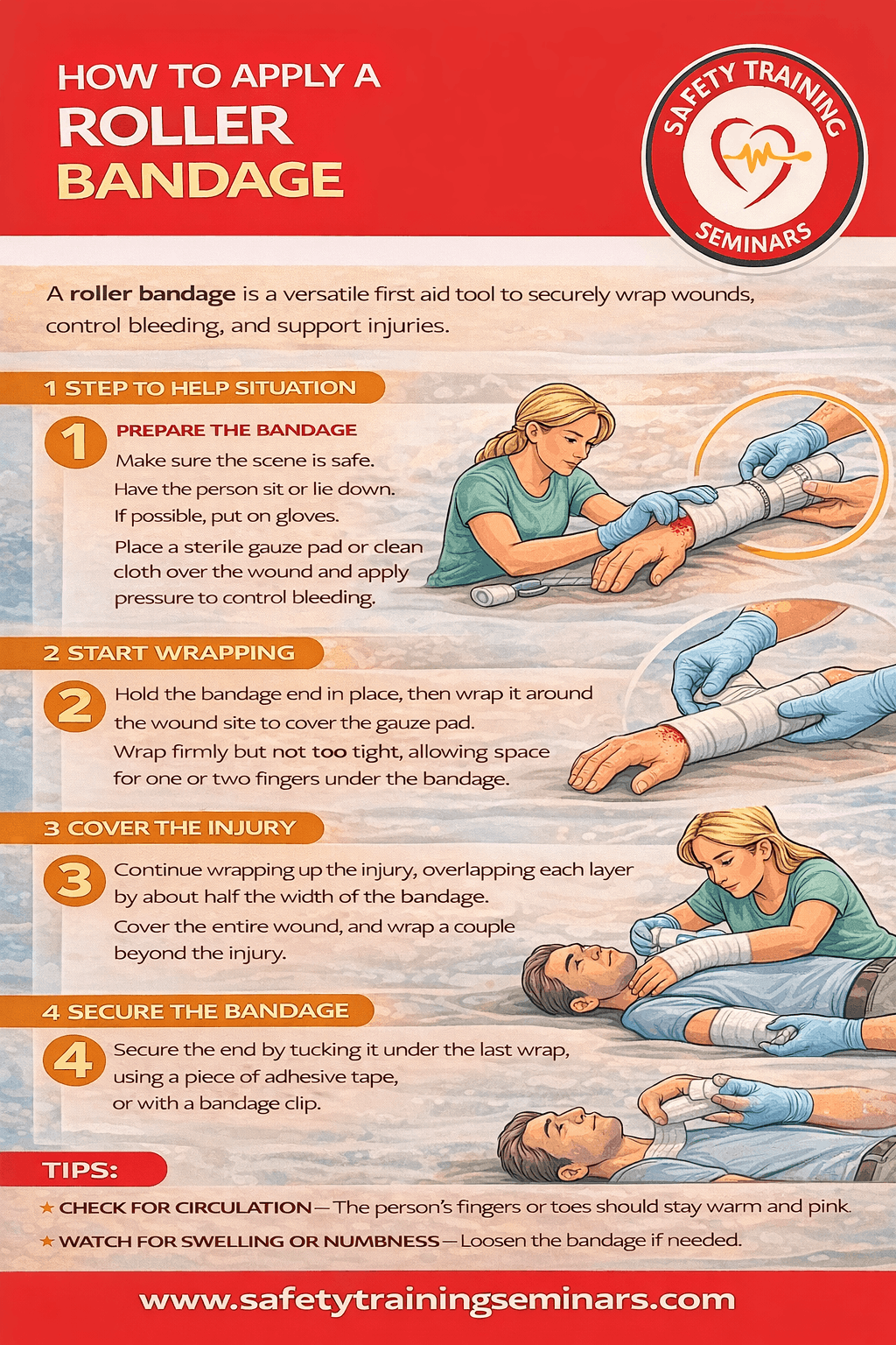 How to apply a roller bandage